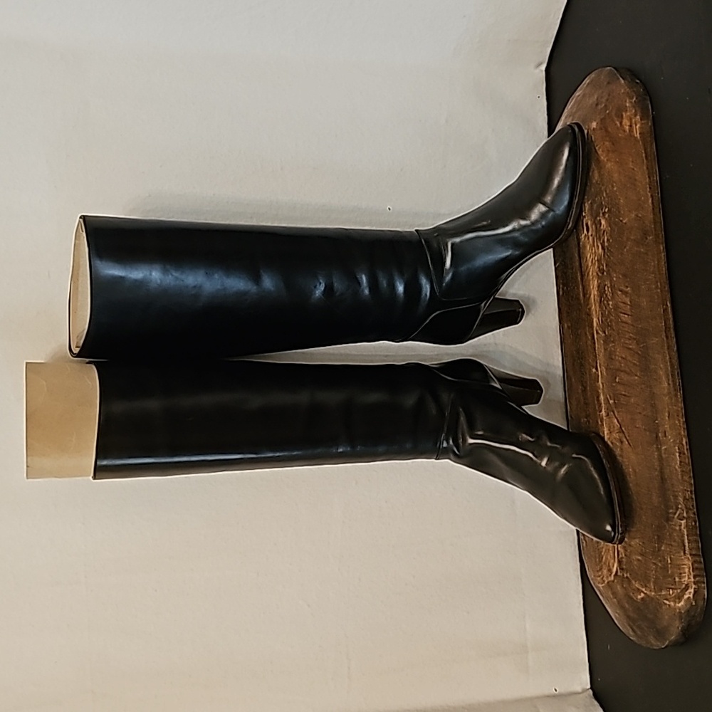 Maserati Black Leather Knee Boots